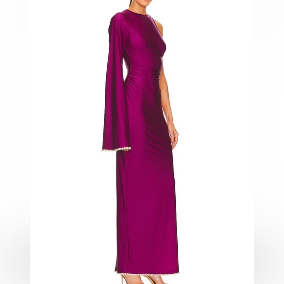 REVOLVE Khriya Pearl Trim Maxi Dress in Cranberry - Picture 2 of 6